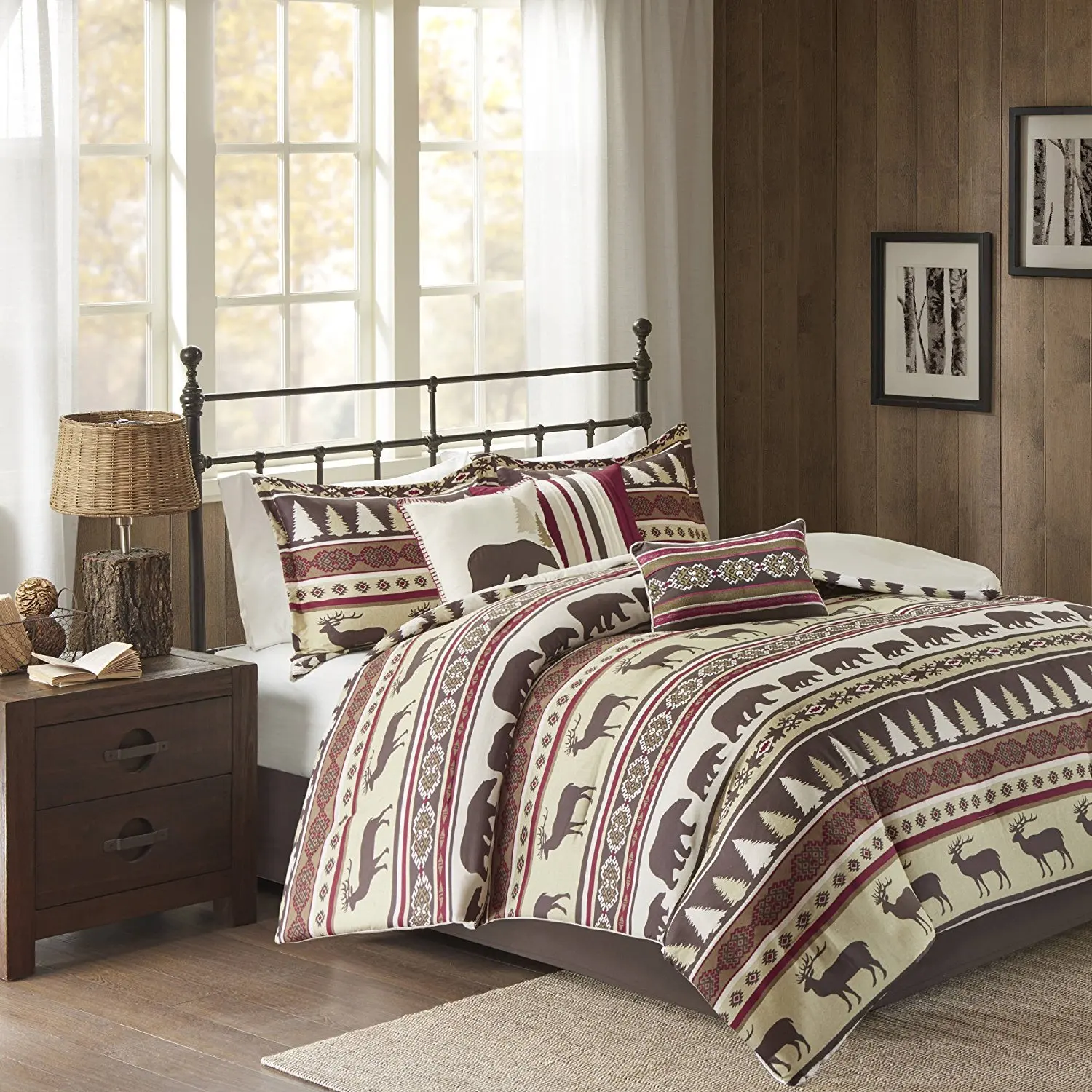 Red Brown Yellow Blue Southwest Comforter King Set Native American Cultural