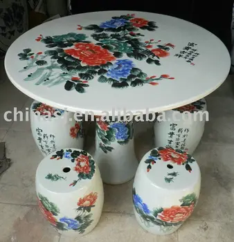 Chinese Peony Ceramic Garden Table Stool Wryay20 Chinese Peony Ceramic Garden Table Stool Wryay20