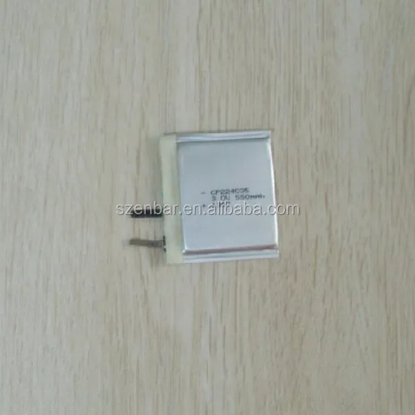 Lithium Manganese Dioxide 3v 550mAh Thin Cell battery CP224035