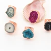 Hot Sale Natural Solar Quartz Agate Ring With Rose Golden, Multi color Ring, Jewelry Fashion Ring