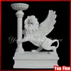 Carving Stone Winged Lion Garden Statue With Column Planter