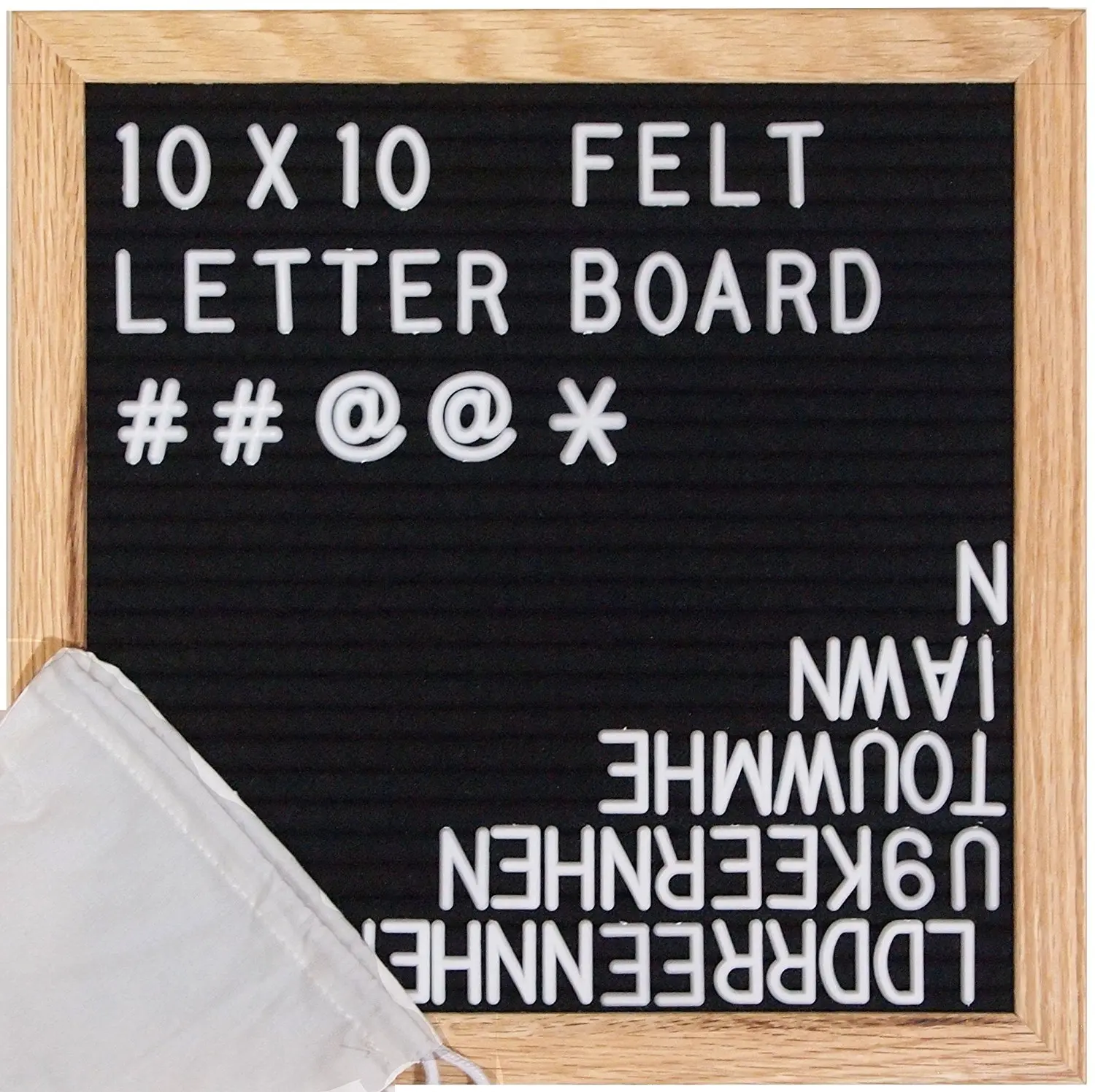 Wooden Black Felt Letter Board 10 X 10 Inch With 290 White Letters