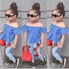 SEVWEN baby clothes set Off Shoulder Tshirt embroidered flower pants baby girl clothes
