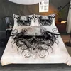 Gothic Skull Bedspread Bedding Set Vintage Horrible Print Duvet Cover Set 3pcs For Adults Boys Queen Size