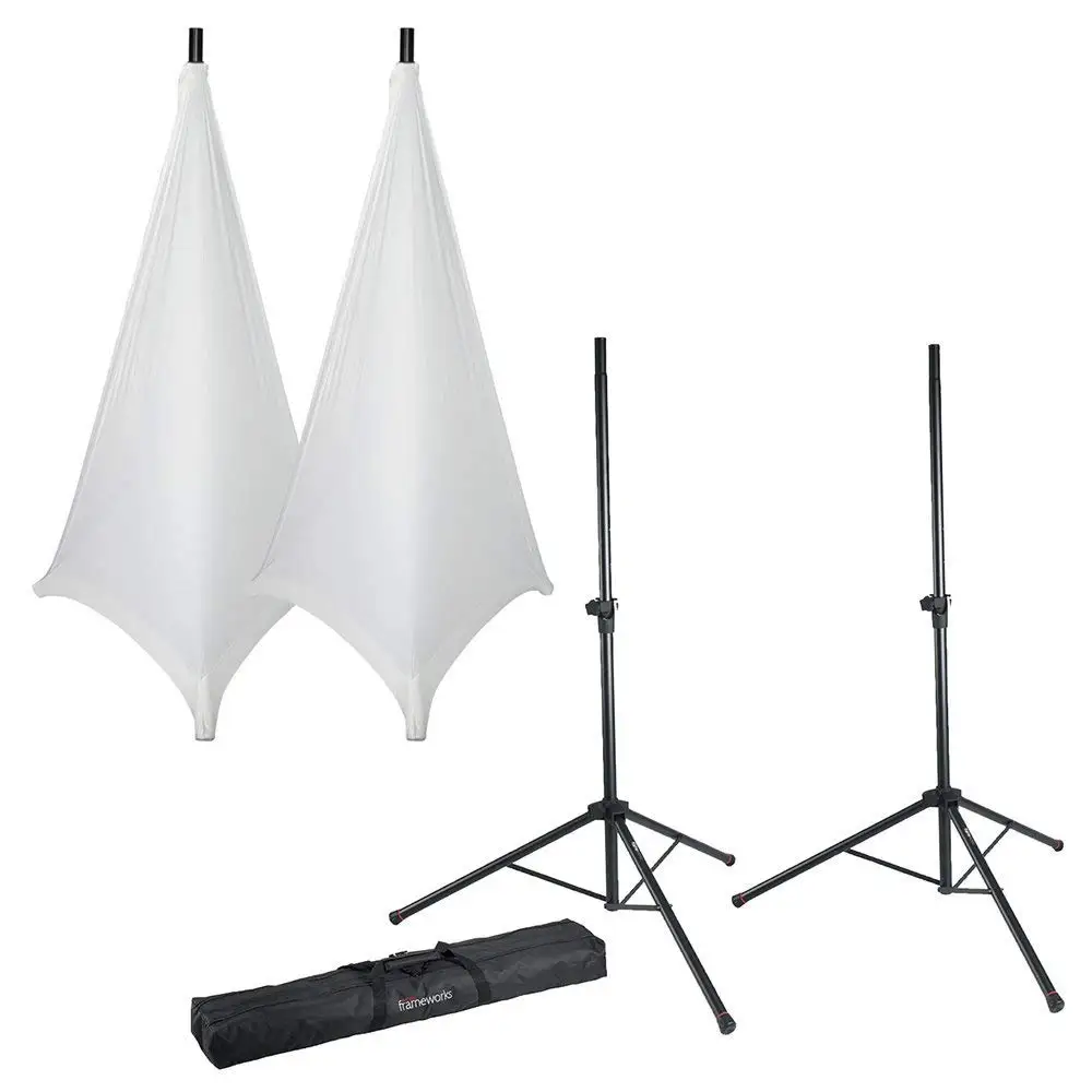 Gator Frameworks Speaker Stand Set with White Covers and Bag