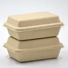 Biodegradable tableware,disposable sugarcane 3 compartment food container 9inch clamshell