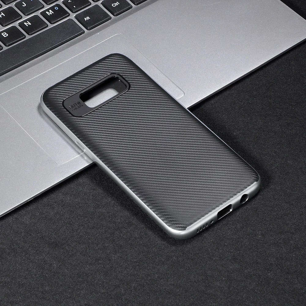 2 IN 1 Carbon Fiber TPU+PC Back Cover Case For Samsung Galaxy S8
