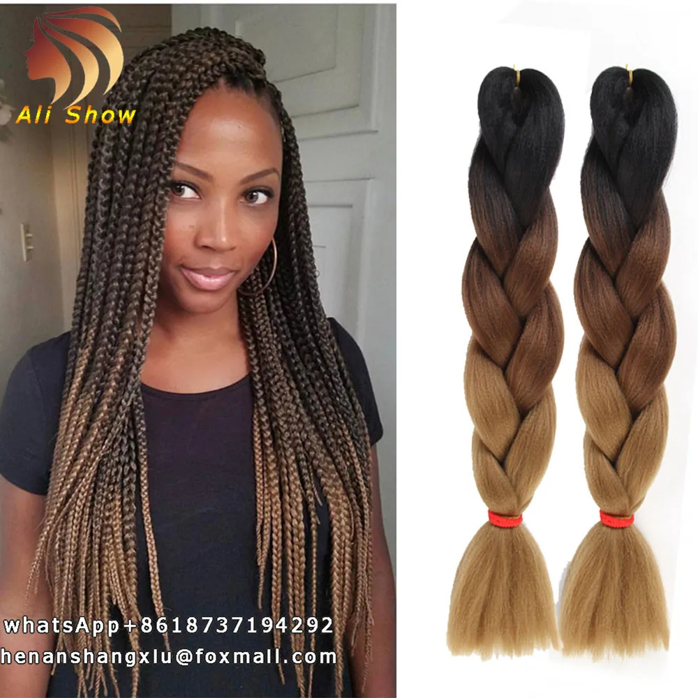 Ombre Jumbo Braiding Hair Extension 24inch 82inch Jumbo Braids Pression Crochet Hair 100g 0337