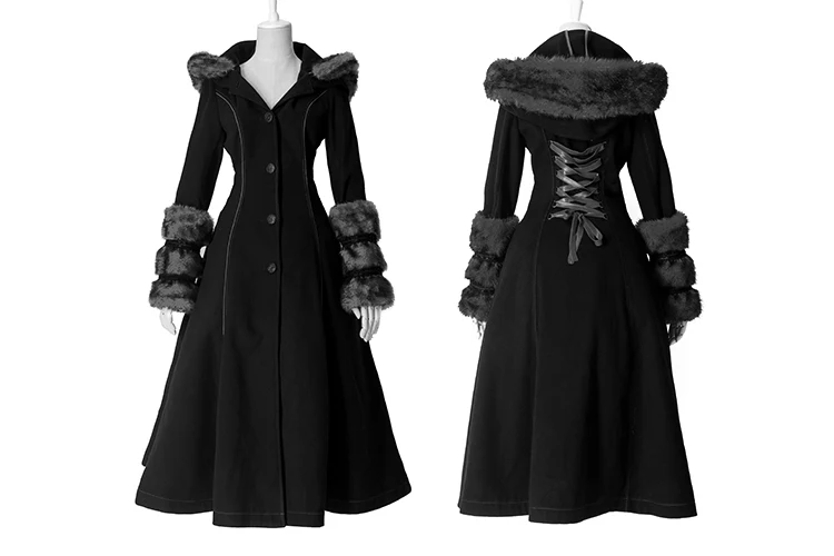 LY-036 Punk Rave Gothic European Fashion Winter Coats With Hood