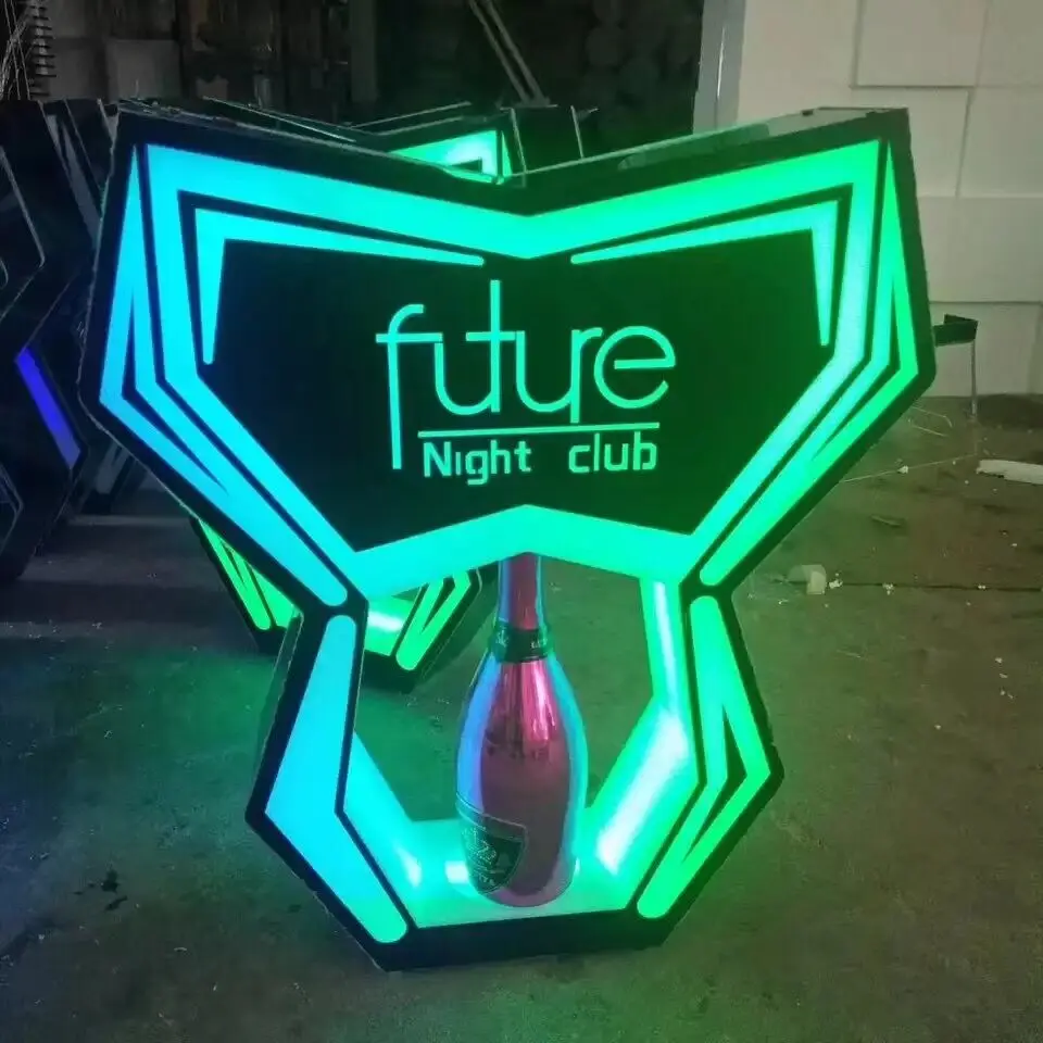 Led Vip Bottle Presenter With Custom Personalized Bar Lounge