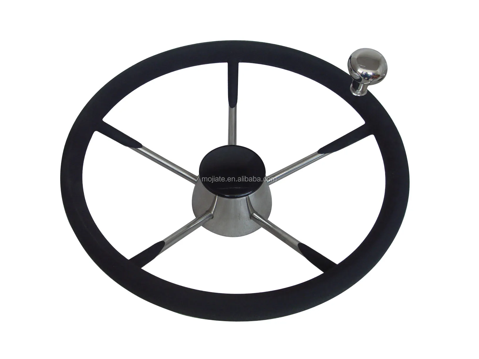 5 Spokes 11" Steering Wheels Stainless Steel With Black 