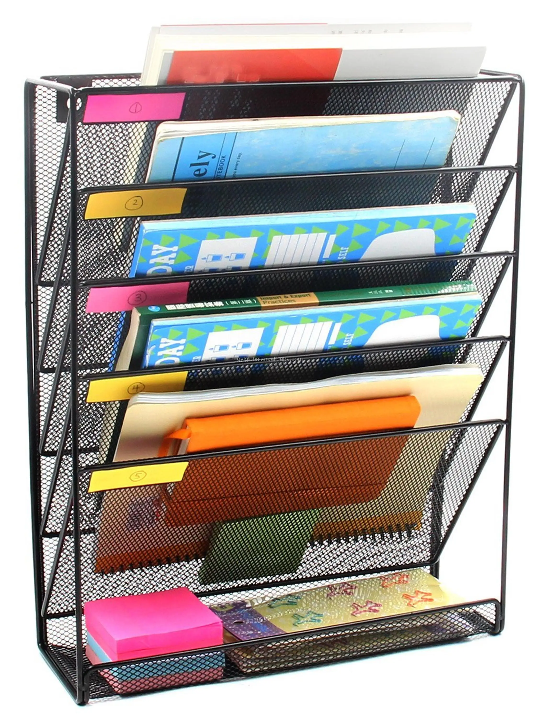 Wall-mounted Magazine Rack,5 Slot Hanging Document Filing ...