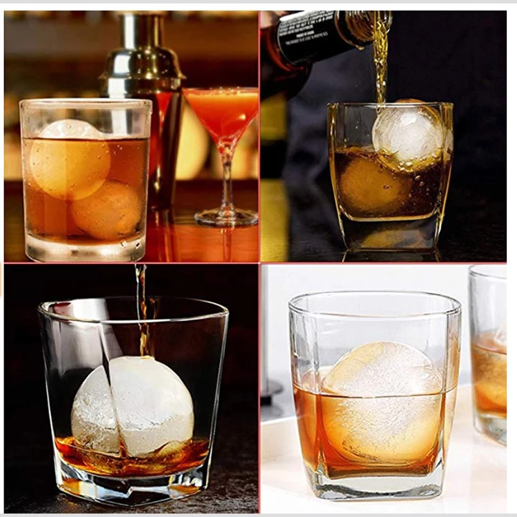 BPA Free 7.5cm Large Custom logo Round Ice Cream Cube Maker Silicone Mold Ice Ball for Whisky