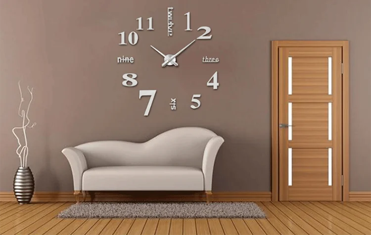 2019 Amazon Hot Sell New DIY 3D Large Acrylic Wall Sticker Clock Modern Big Mirror Wall Clocks Decor For Home Office Decoration 