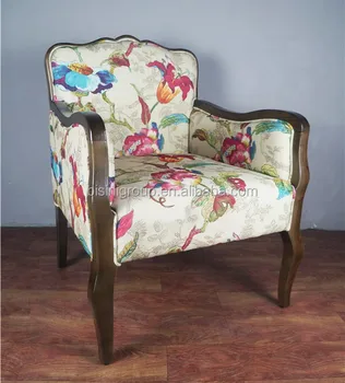 Vintage Retro French Provincial Upholstery Armchair With Colorful Vintage Retro French Provincial