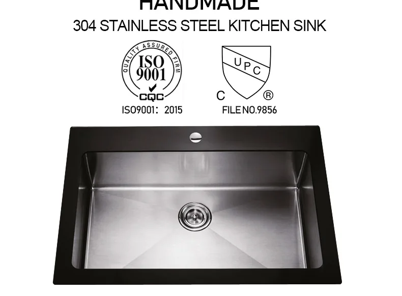 Waterproof kitchen stainless steel double sink black