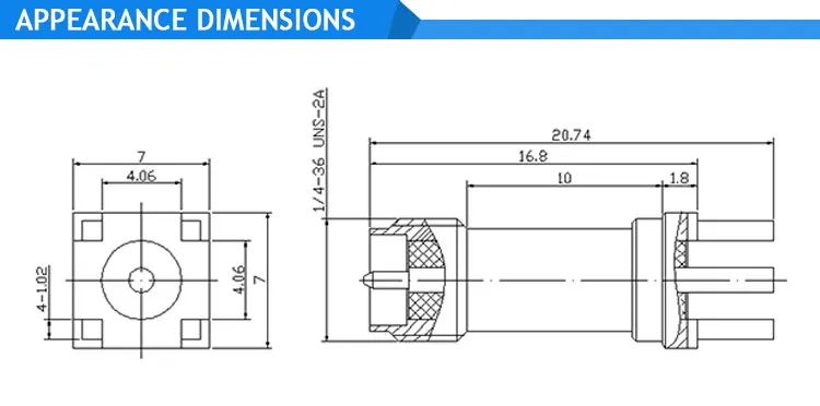 Sma female straight reverse pcb mount rf connector