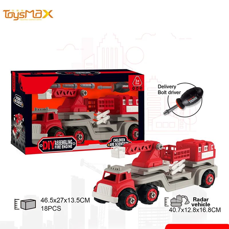 2019 NEW Educational Fire Series Model Diy  Truck Toy Kids Car DIY Car set