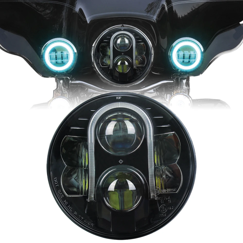 7" Inch Round 48W 4450LM LED Headlight Hi-Lo Beam Fits For Motorcycle H6024 Headlamp