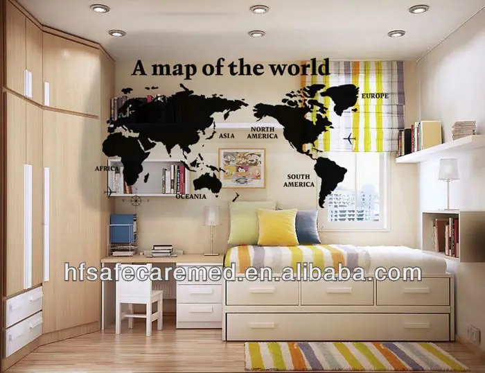 fashion writable office blackboard world map wall sticker - buy