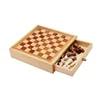 handmade wooden theme chess draughts backgammon set with chess pieces and checkers