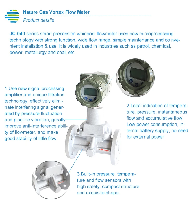 Vortex Procession Gas Flow Meter With Real-time Data Storage Function ...