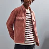 wholesale mens peach color corduroy zip shirt jacket