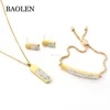 Stainless Steel Material 18k Gold Plated Bear Earrings Necklace Bracelet Jewelry Set