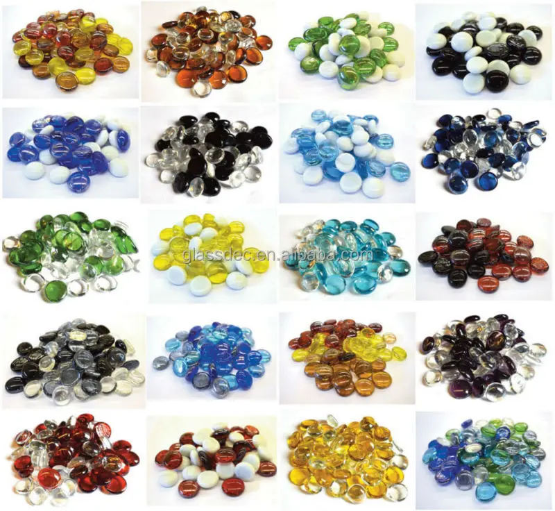 Wholesale Coloured Bulk Decorative Flat Glass Pebbles For Swimming Pool