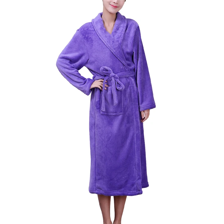 Cheap Plush Bath Robes Navy Blue Extra Long Sleeves Coral Fleece