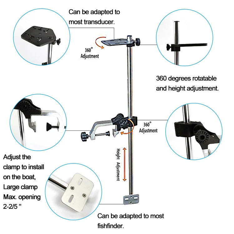 Fishing Accessories 360 Adjustable Swivel Universal Portable Fish Finder Transducer Bracket