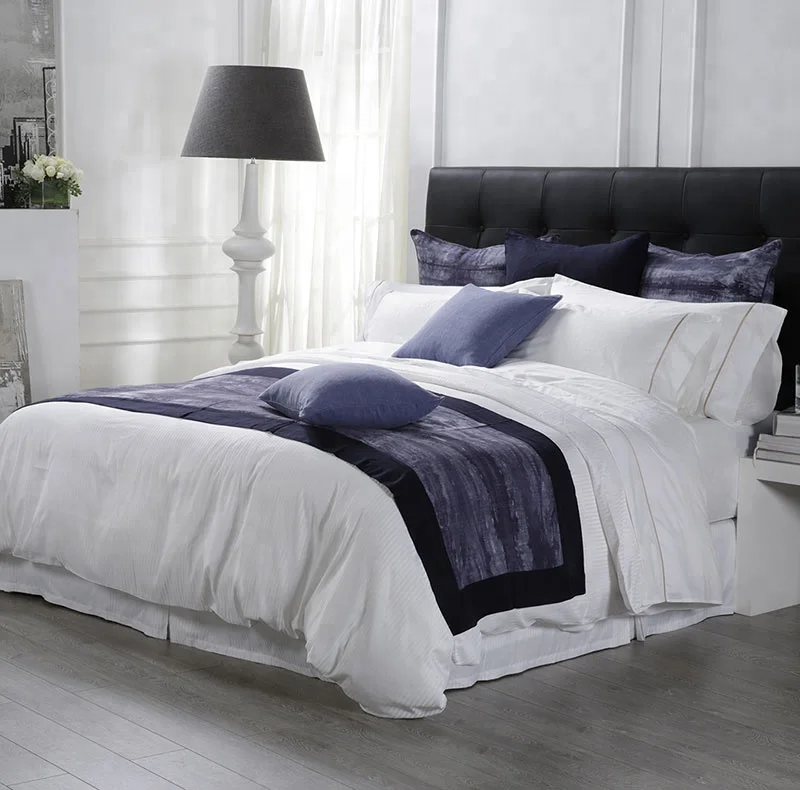 万豪酒店平摊 300tc 棉白色床单埃及酒店床上用品套装