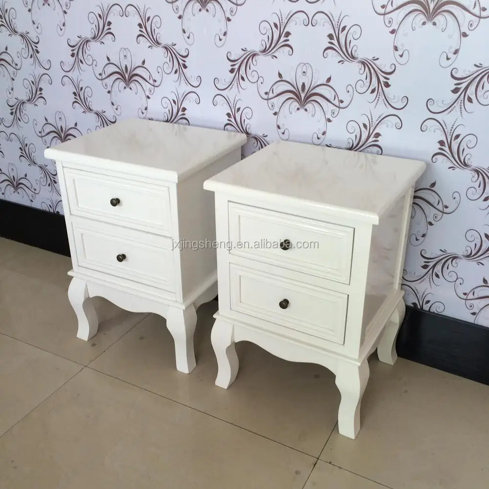 Shabby Chic Pair Of Bedside Tables Chests Drawers Art Deco White Rustic