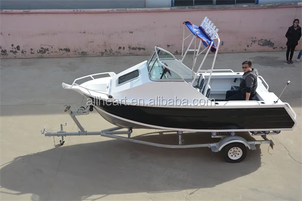 Small Aluminum Cuddy Cabin Fishing Boat With Foldable Top View