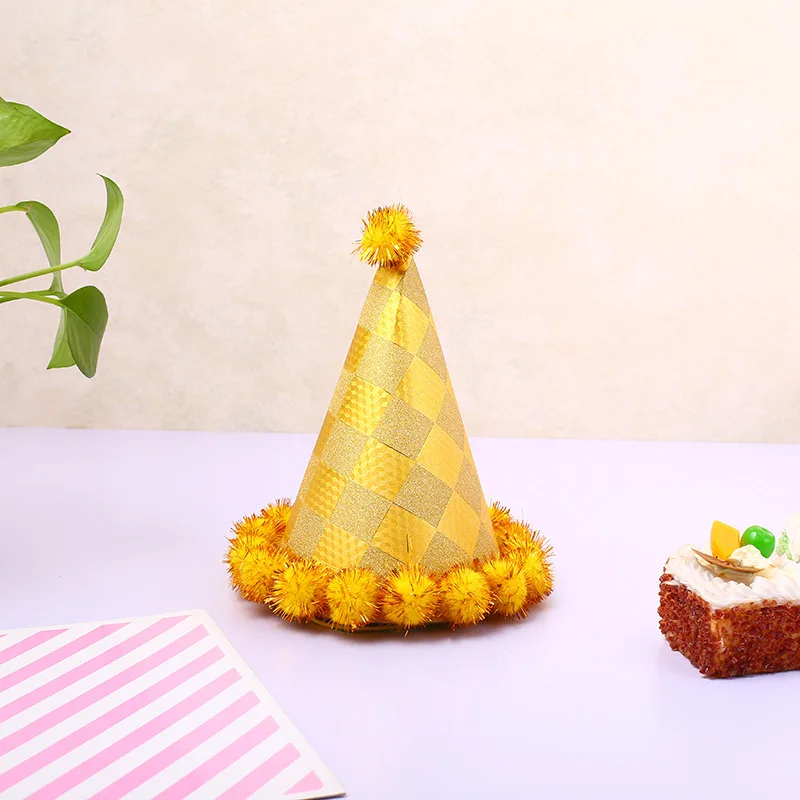 圣诞生日派对儿童黄色三角帽子