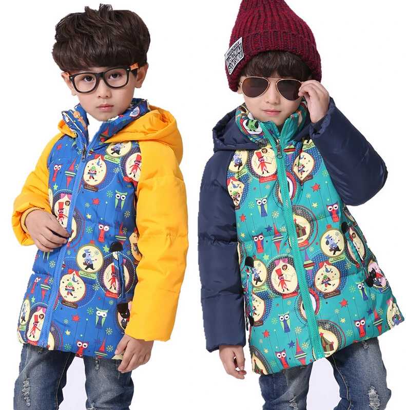 Suitable Russian winter children jacket coat thick parkas boys 90 white duck down outerwear boy down