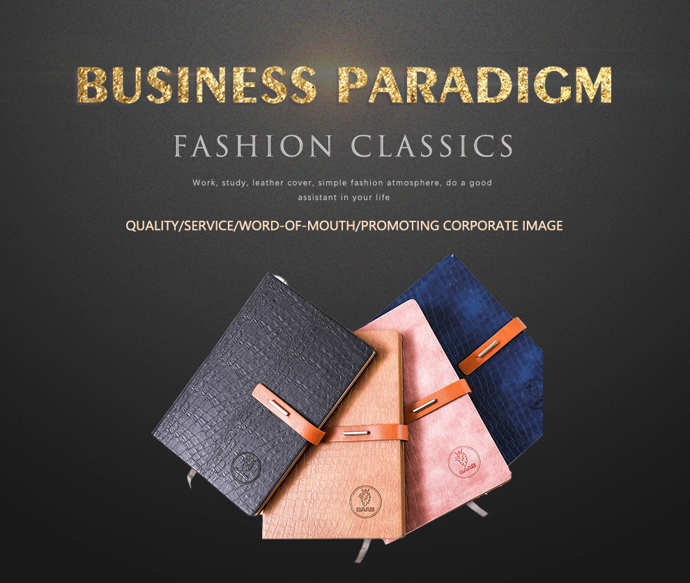 Promotional Custom Logo Paper Back A5 PU Leather Notebook With Pen