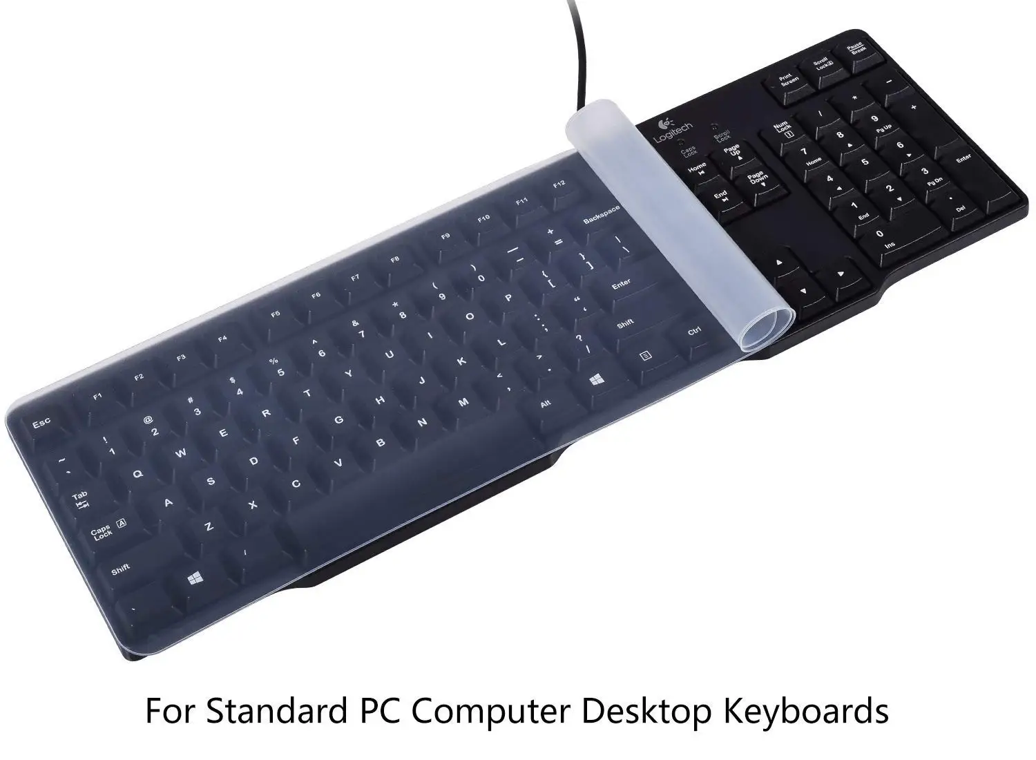 Folox Clear Desktop Computer Keyboard Protector Cover for Standard Fullsize 101 Keys PC Keyboard Clear 