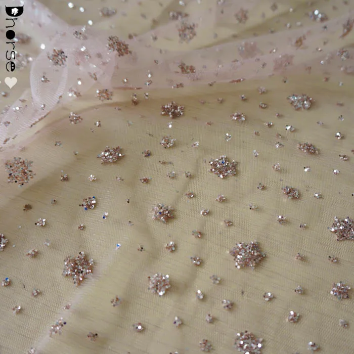 Antique Rose Embroidered Sequin Tulle Eb3001