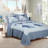 China Factory Wild Lake Blue Patchwork Printed Floral Comfortable Quilted Bedspread Queen Size