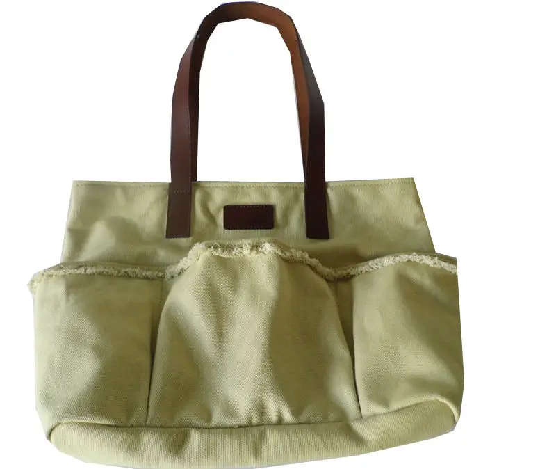 Canvas And Genuine Italian Leather Shoulder Tote Bag - Buy Italian ...