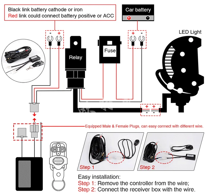 12 volt wireless remote control switch for led light bar