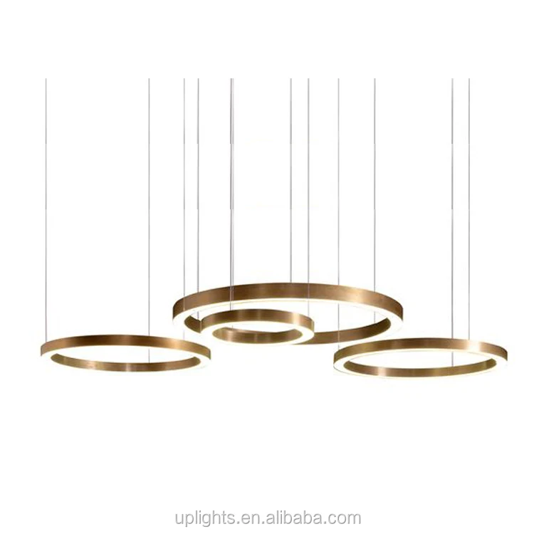 Large Rings Led Pendant Lights Gold Hanging Lamp For Restaurant