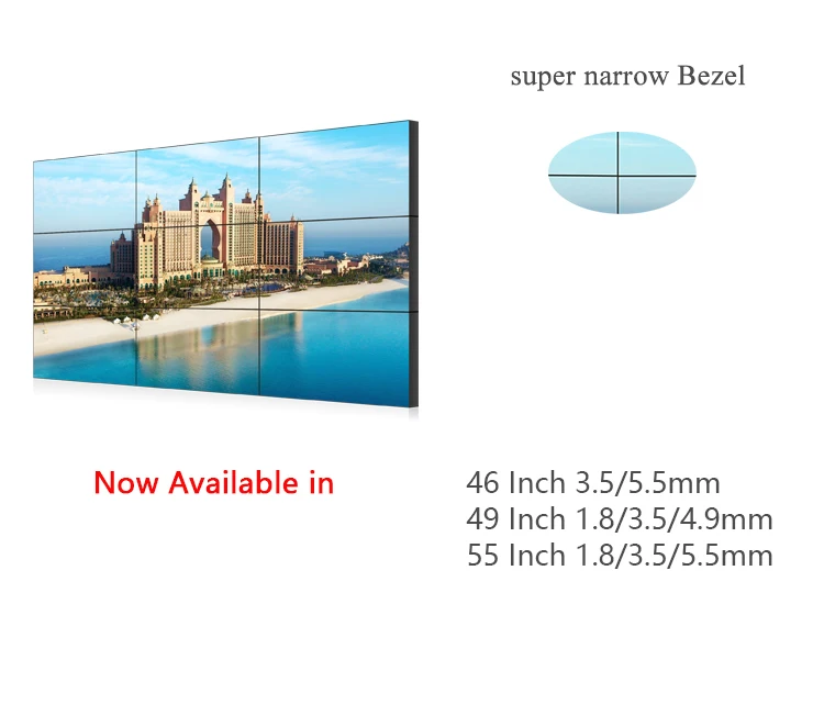55 Inch bezel less lcd 1920 x 1080 TV Wall Background video Wall