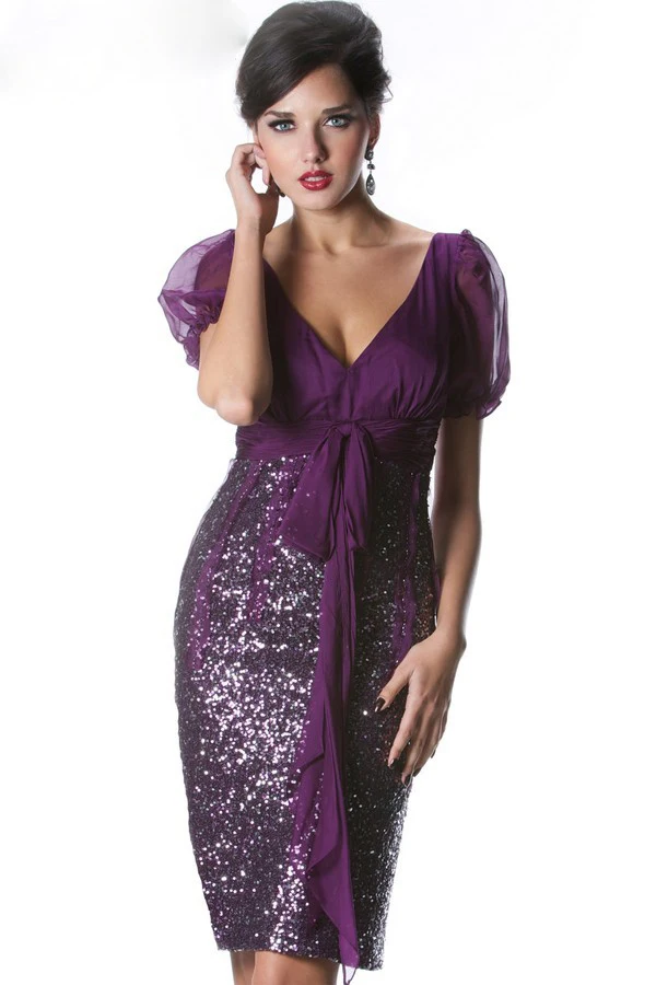 Deep Purple Dresses Weddings Find Get Quotations Gorgeous Sequins Mother Of The Bride Short Dresses Knee Length Purple Brides For Weddings
