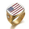 New design american jewelry stainless steel jewelry gold american flag ring wholesale in stock (HF-131)
