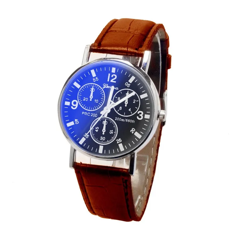 Geneva Brand New Blue Glass Watch Fashion Wristwatch Unisex Leather