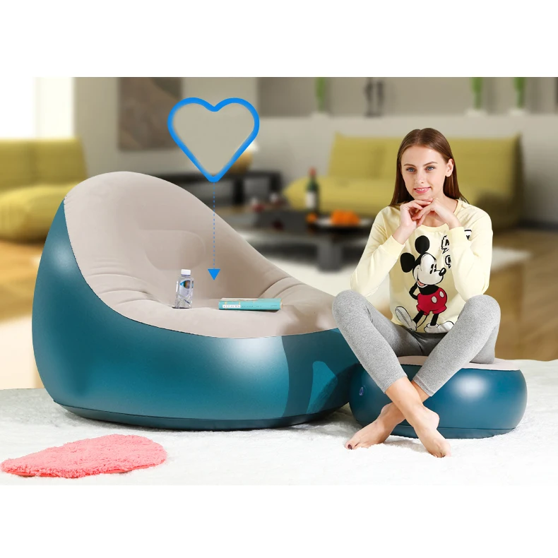 Inflatable Beanbag Ultra Lounge Inflatable Chair W/ Ottoman Sofa Dorm