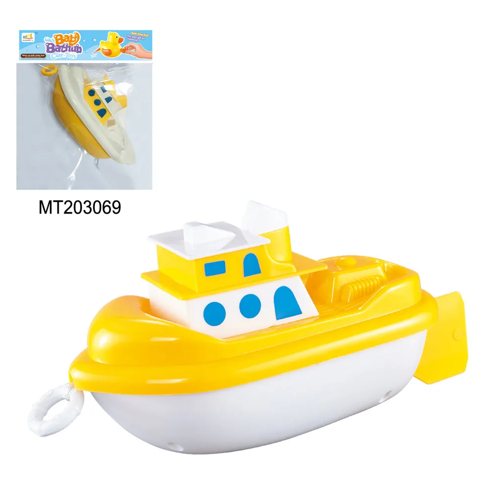 Mini Plastic Steamboat Car Plane Water Swimming Bath Wind Up Toy Boat
