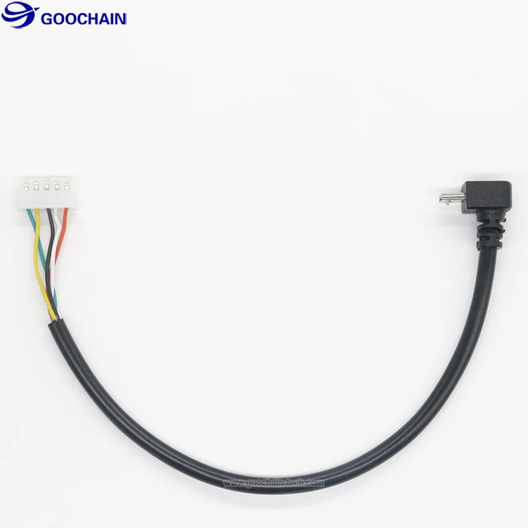 Customized 180 Degree Up Angled Micro Usb To Jst Ph 2.0 Xh 5pin Cable
